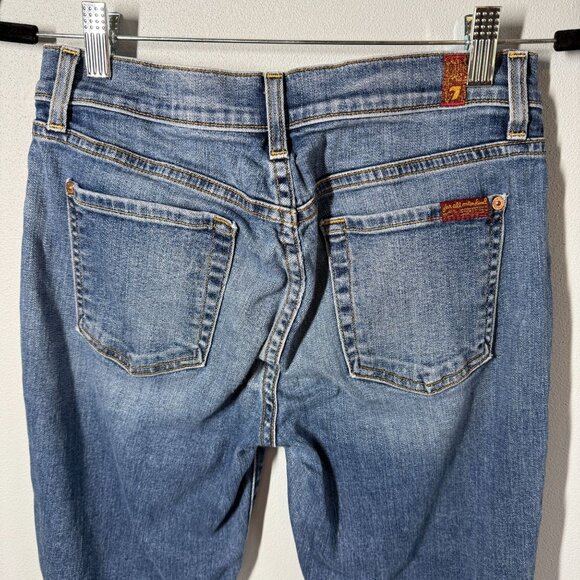 7 For All Mankind Roxanne Ankle Jeans Womens 27 Frayed Hem Cropped Medium Wash - Picture 5 of 11